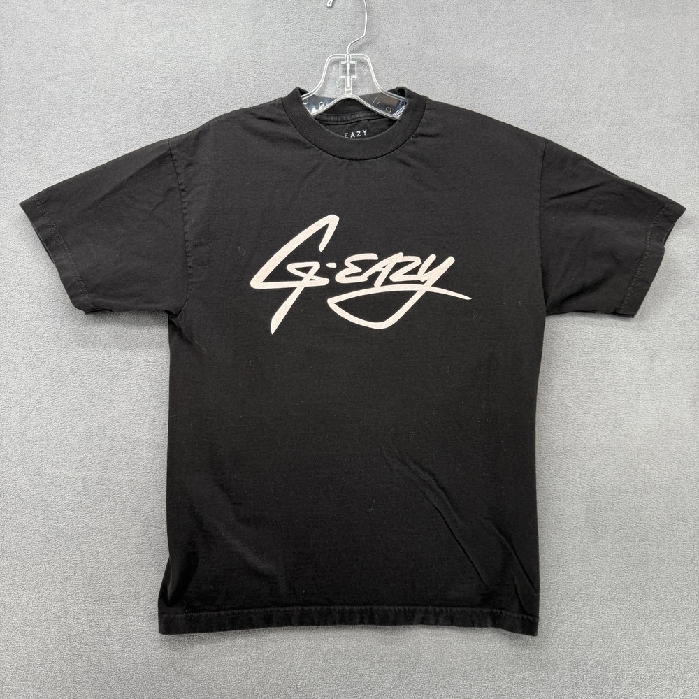 G Eazy Men's Black Cotton‎ T-Shirt Medium Graphic Signature Tee Rapper